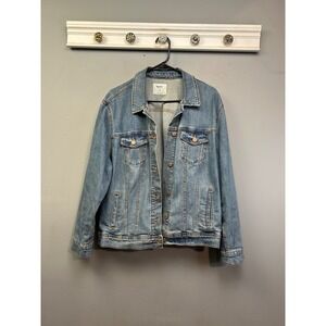 Old Navy Jacket Women XXL Blue Classic Denim Trucker Medium Wash Jean Pockets